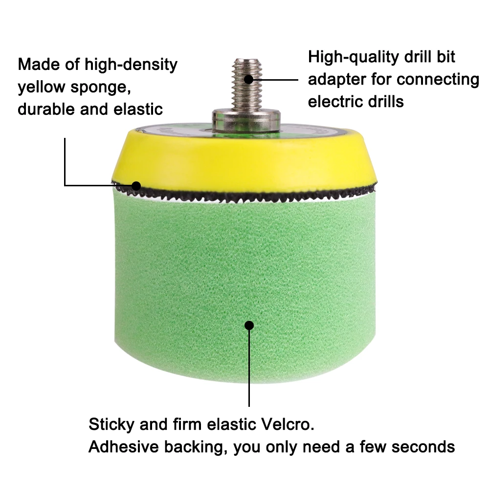 16Pcs 2" 50mm Buffing Sponge Polishing Pad Kit for Air Sander Car Buffing Waxing Car Cleaning Tools ﻿ image 4
