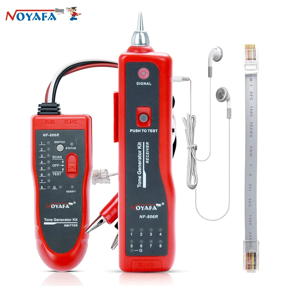 

NOYAFA NF-806R Network Cable Detector Ethernet LAN Telephone Wire Tracer RJ45 RJ11 Line Finder LED Lighting Withstand Voltage