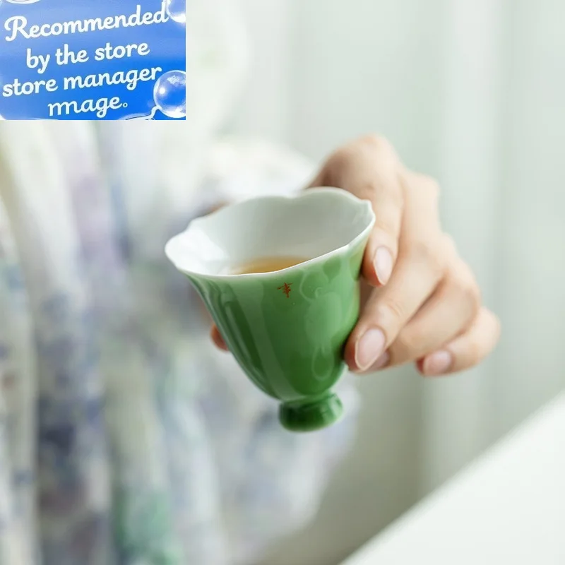 

Changpu Home Everything Goes Well Emerald Petal Scented Master Cup Ceramic Kung Fu Tea Cup Drinking Cup
