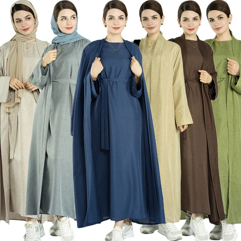 

Eid Ramadan Muslim Women Kimono Cardigan Islamic Jalabiya Open Abaya Dubai Turkey Kaftan Arabic Robe Longue Femme Musulmane Gown