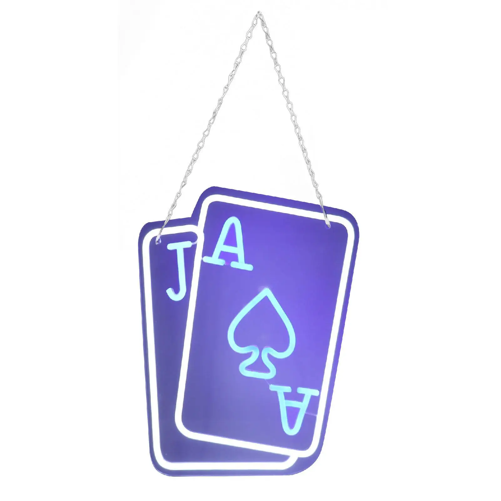 

Handmade Blue Neon Poker Sign with USB Power | Stylish Acrylic Playing Cards Light for Bars & Home Decor