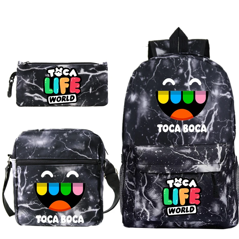 Toca Life World Schoolbag 3pcs Set Kids Backpack Children Cartoon Rucksack boy girl School Backpack Students Back To School Gift