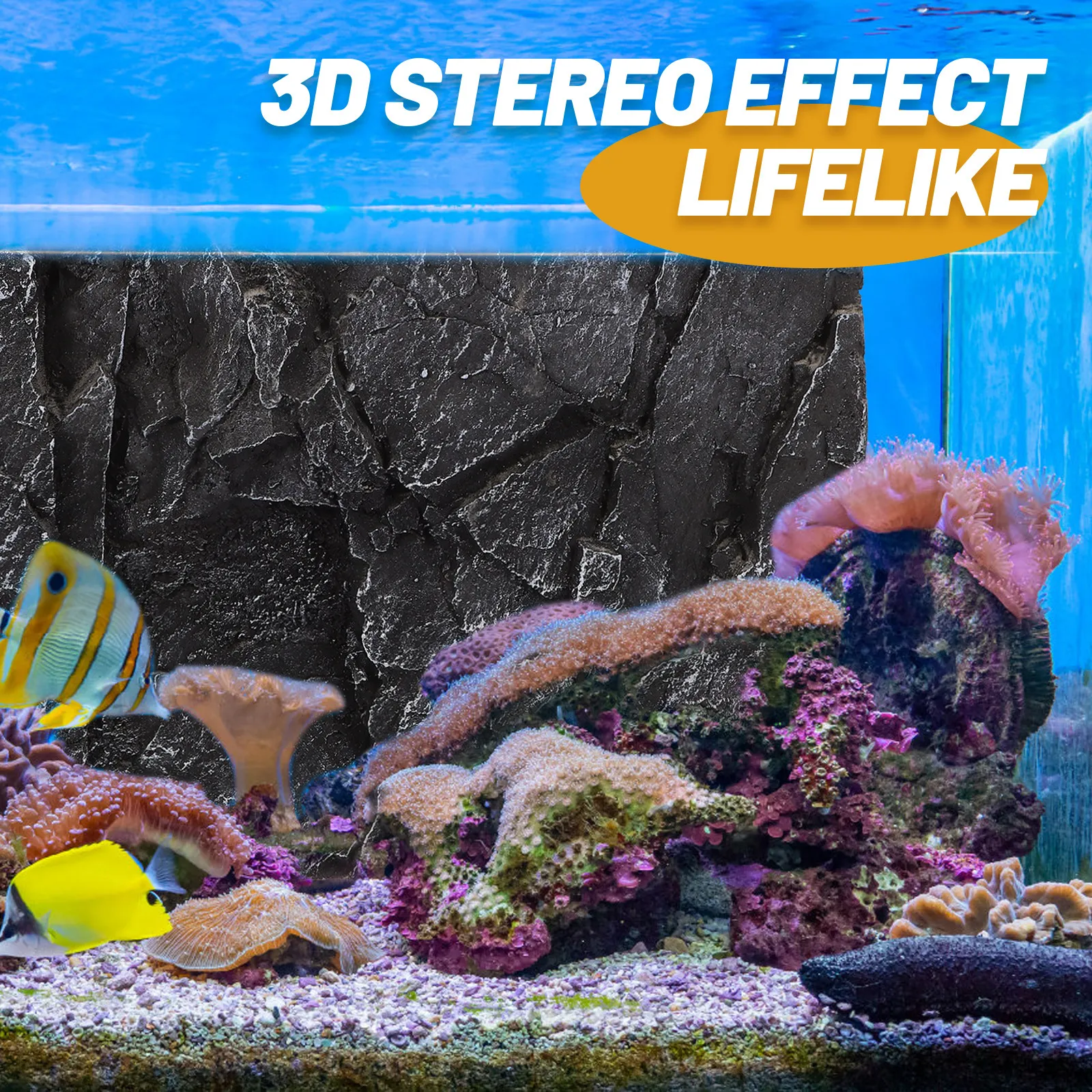 

Rock Decorative Panels 3D Background for Aquarium Reptile Tank Fish Tank Decor Realistic Texture Terrarium Boards Pu Enclosure