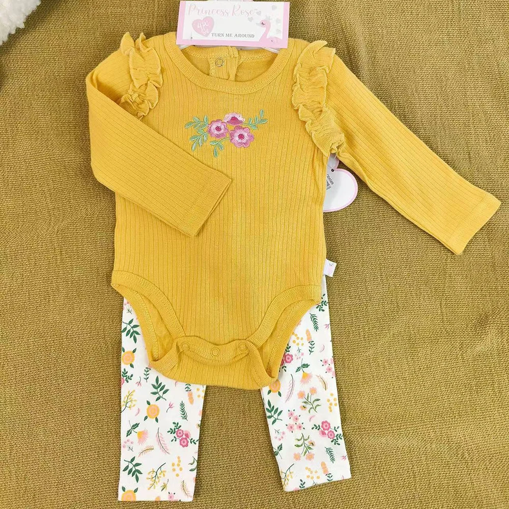 Newborn Baby Boys and Girls Clothes Set Long Sleeve Tops Floral Print Pants Headband Outfits Casual 0-9 Months New born Clothing