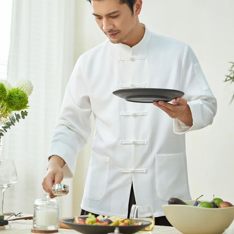 Chef Overalls Long Sleeve logoEnterprise Catering Hotel Tea House Kitchen Kitchen Kitchen plus Size Kitchen Clothes Workwear Men