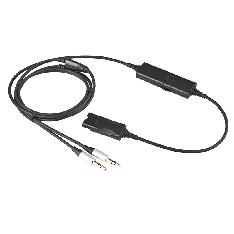 QD headphone cable with dual 3.5mm interface for volume adjustment, suitable for desktop computers