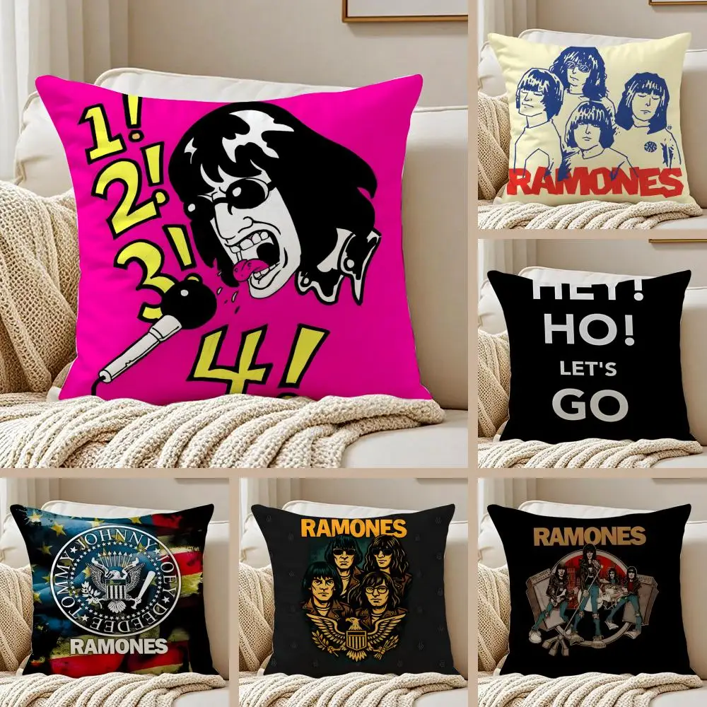 Band Punk R-Ramones Cushion Cover Pillowcase Anti-dustmite Invisible Zipper Short Plush Sofa Cushion