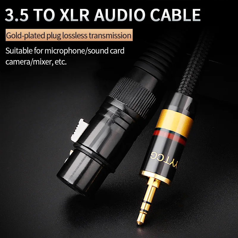 XLR to 3.5mm Microphone Audio HiFi Cable For iPhone Mixer Amplifier Mixing Console Microphone XLR Female Jack Aux Mic Cord