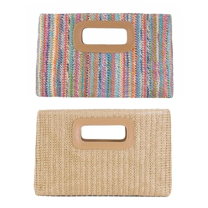 

X7XC Top Handle Straw Clutch Purses Summer Beach Straw Purse Crossbody Shoulder Bag