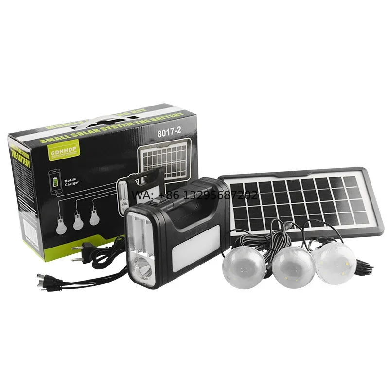 9v3.5wPortable rechargeable led searchlight waterproof solar lighting system outdoor mini home solar lighting kit with led torch