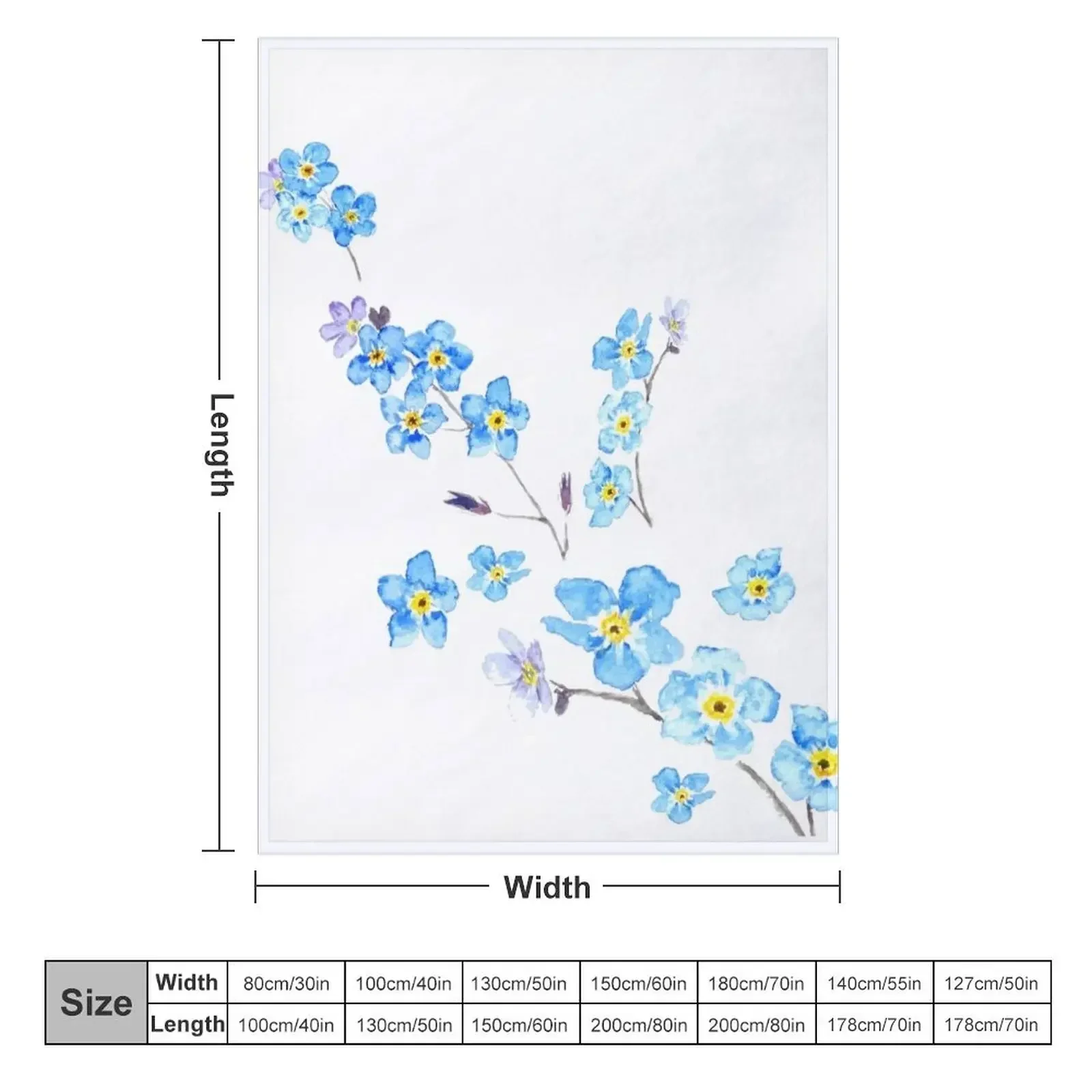 blue forget me not watercolor painting Throw Blanket Softest Decorative Sofa bed plaid funny gift Blankets