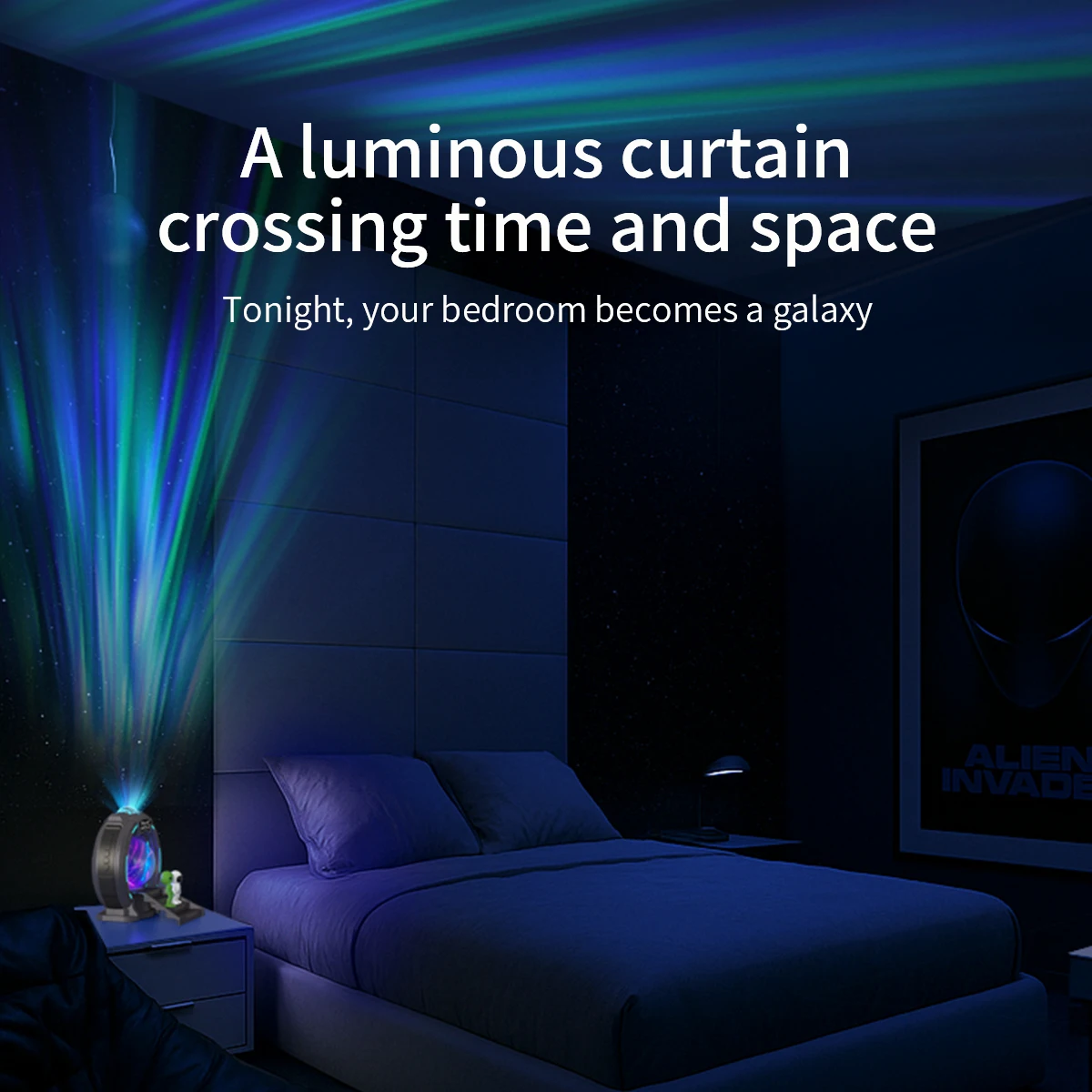 Stargate LED-Projektorlicht, Ionenkugel-Atmosphärenlampe mit weißem Rauschen, Timer, Bluetooth-Lautsprecher für Weihnachtsgeschenk, Raumdekoration