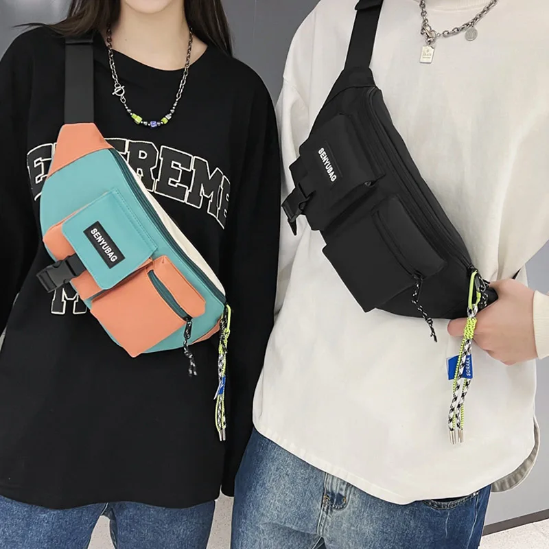 High Quality Nylon Panelled Waist Packs New Brand Unisex Chest Pack Casual Outdoor Travel Crossbody Bag Men Wasit Belt Bags image 2
