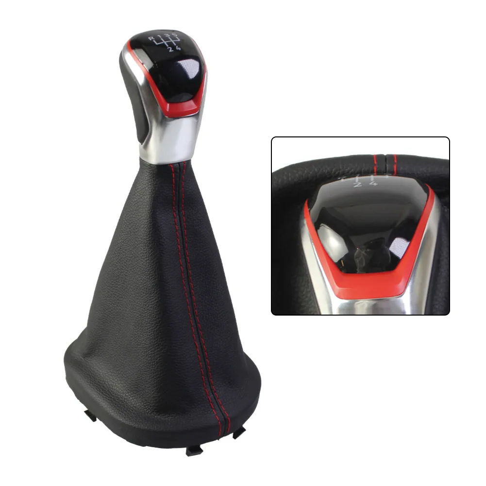 5/6 Speed Manual Shift Knob and Bracket Base Assembly for Caddy 2 MK2 2004 to 2009 and for Touran 2003 to 2010 Easy Replace Red