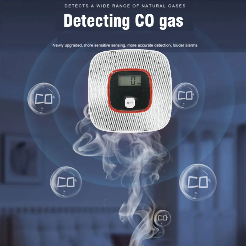 Voice type carbon monoxide detector CO Gas monitor for household recreational vehicles Toxic gas LED display detector Battery-po