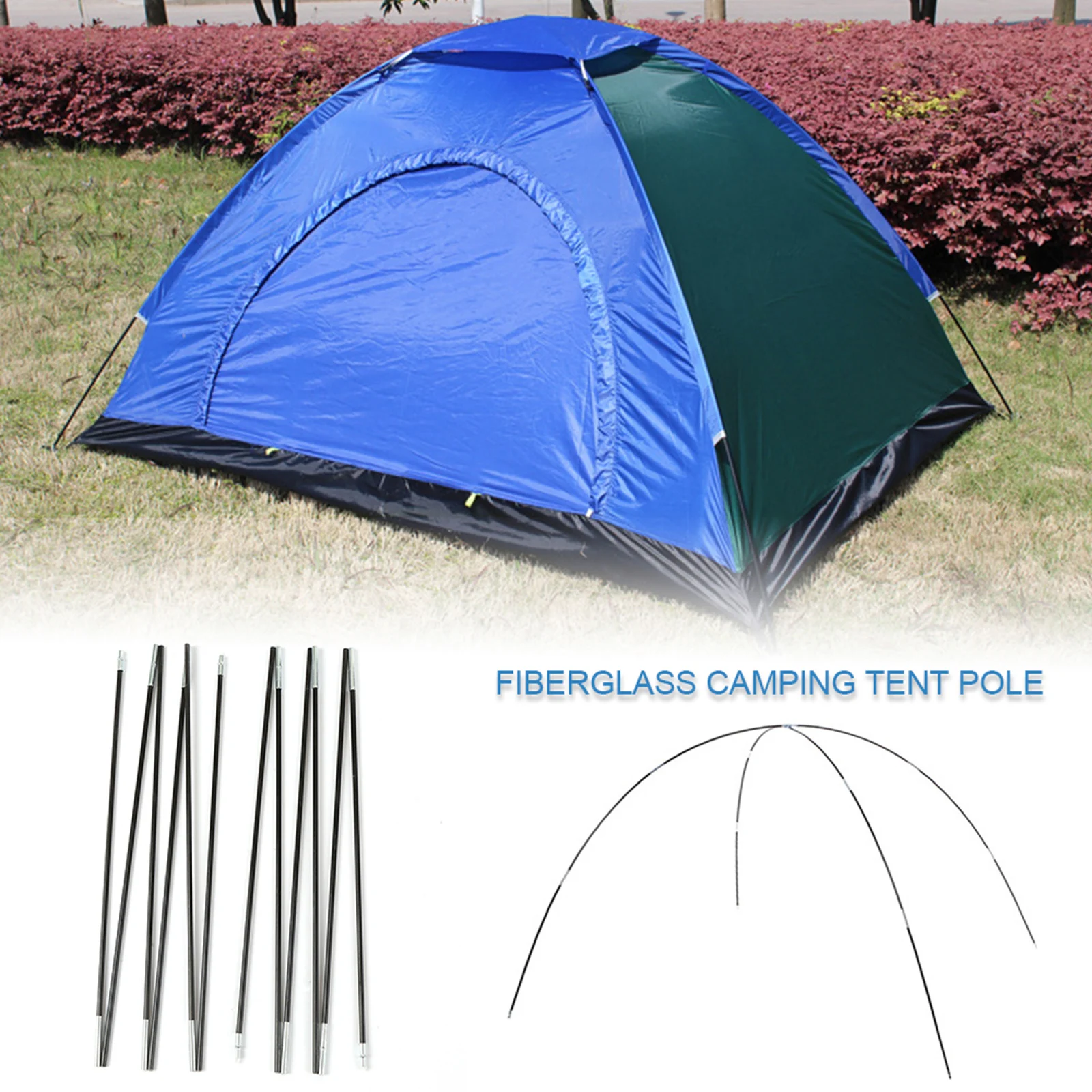 Camping Tent Rod Fiberglass Pole Convenient To Carry Disassemble Easy To Assemble Embedded Connection Designed Brand New