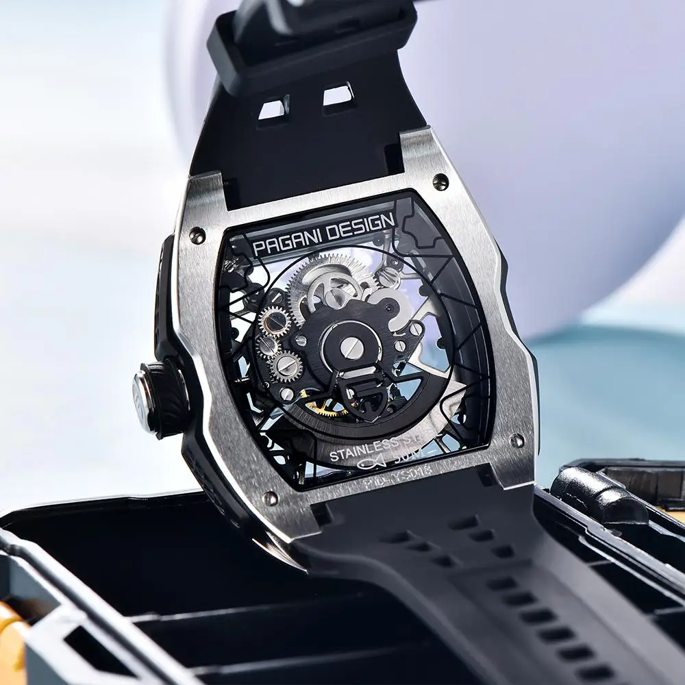 NEW PAGANI DESIGN PDYS018 Automatic Mechanical Wristwatch Fashion Casual Skeleton Sapphire Stainless Steel Watch for Men