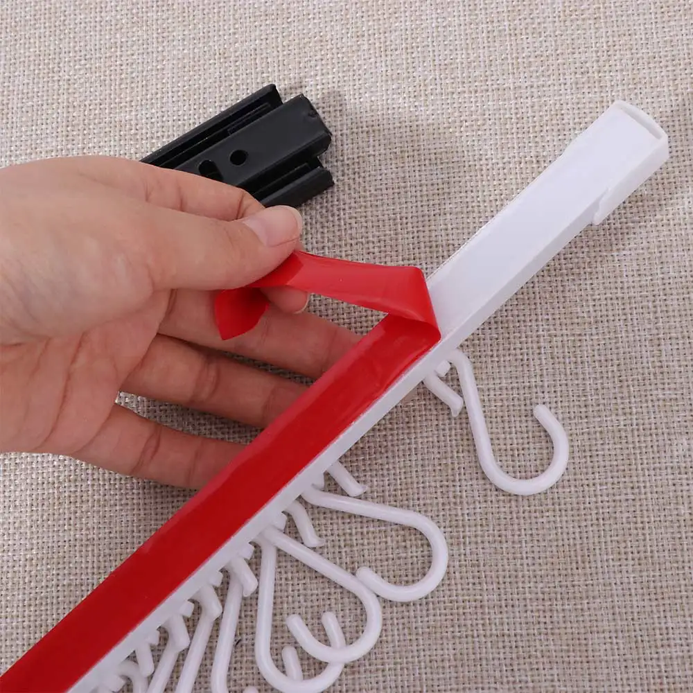 Push and Pull Sliding Rail S Hooks Plastic Non Punching Wall-mounted Jewelry Display Removable Hooks Self-adhesive