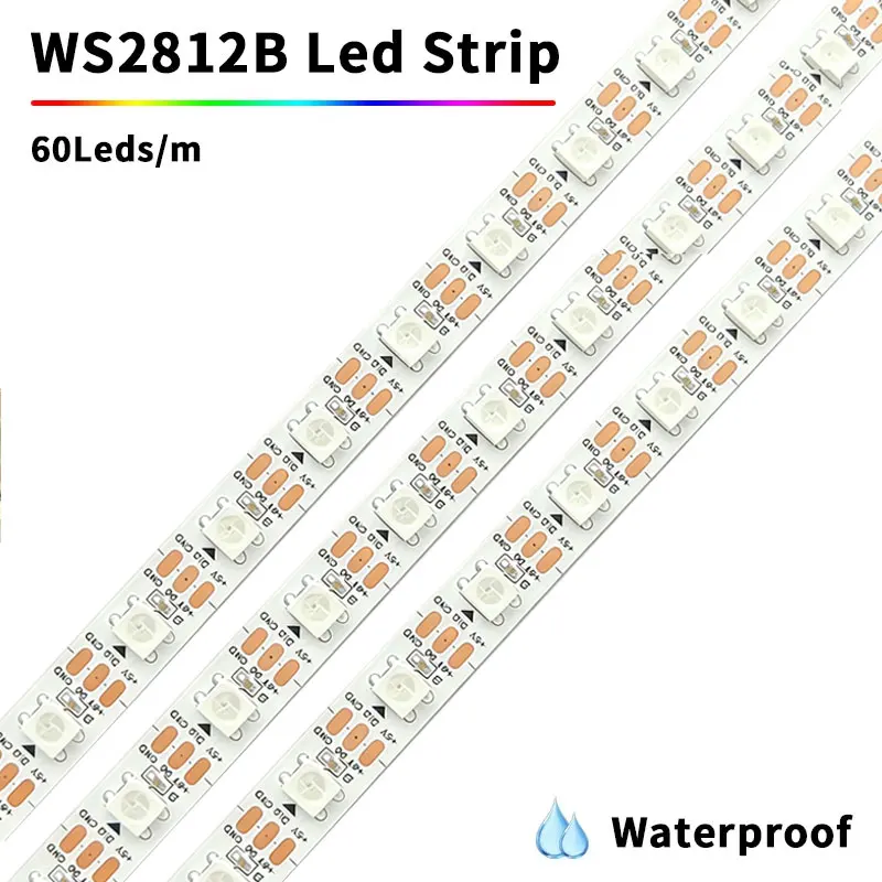 

WS2812B RGB светодиодная лента DC5V SMD5050 60 светодиодов/м IP20 IP65 IP67 Водонепроницаемая гибкая полноцветная программируемая адресная лента для дома