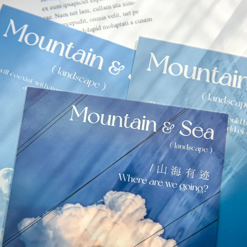 Mr Paper Mountain e Sea Blessing Cards Set, Ins Style, Handbook Material Message Card, 30pcs