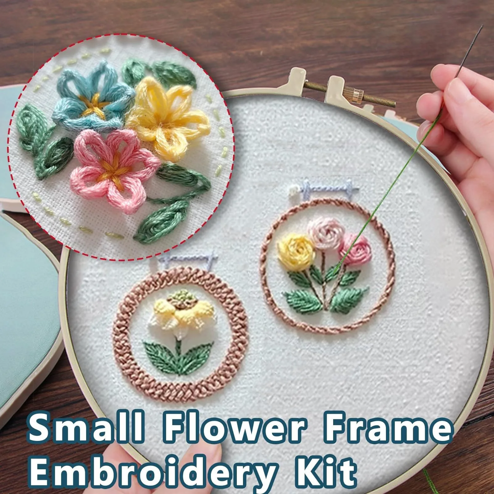 Flower Embroidery Starter Kit Diy Cross Stitch Set For Beginner Plant Sewing Art Craft Painting Home Decor Embroidery Set