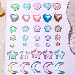 50PCS 3D Love Heart Nail Art Stars Charms Accessories Flat Back Rhinestone For Manicure Decor Nails Decoration Supplies Material
