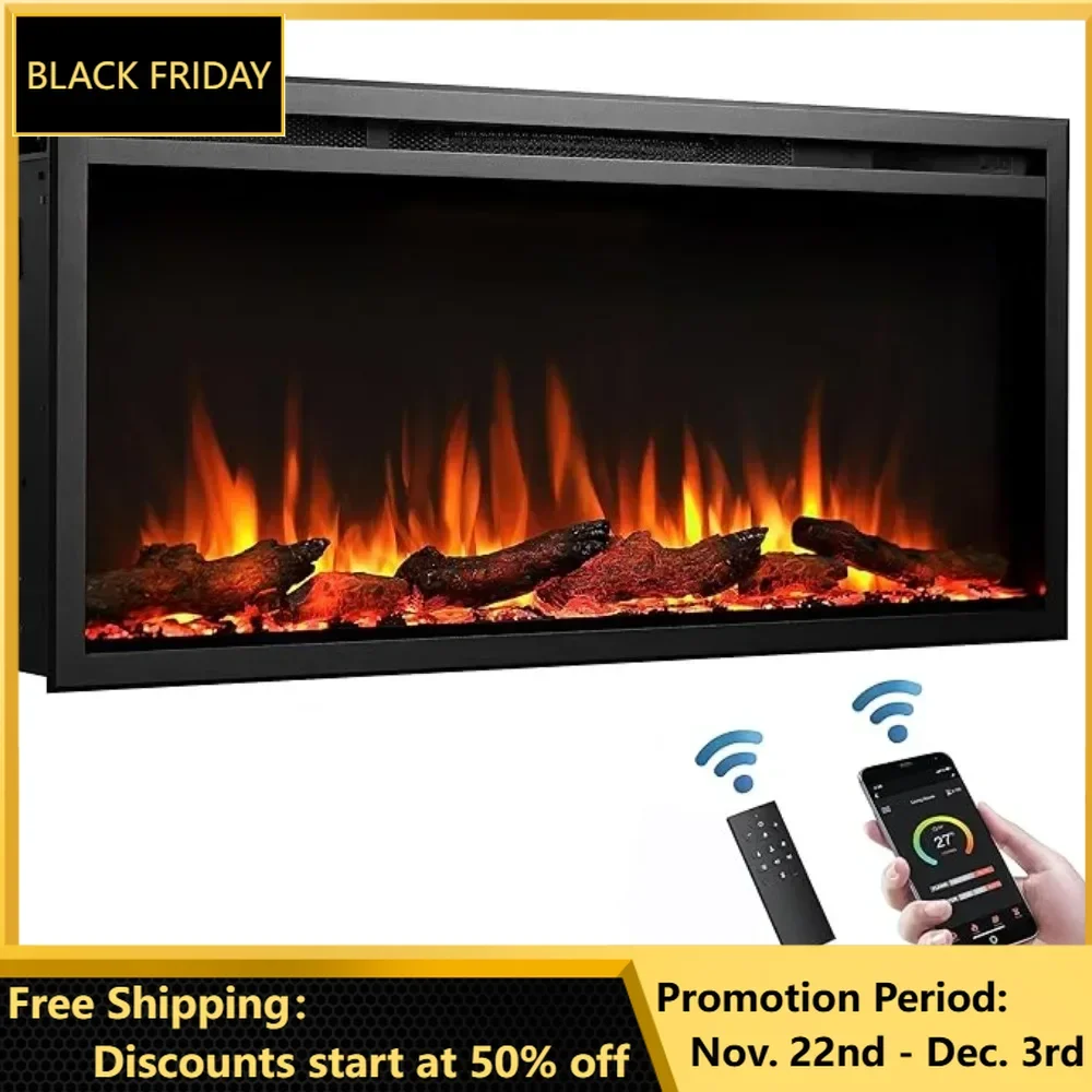 

40" Electric Fireplace, Austin in Wall Recessed & Wall Mounted Electric Fireplace 5.78"D x 40"W x 18.91"H, Electric Fireplace