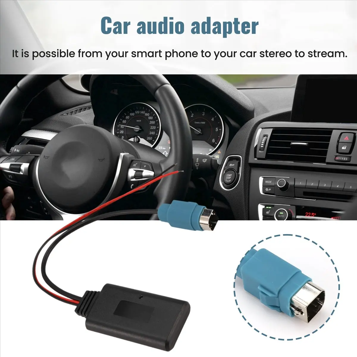 #64W Car  Music Adapter for Alpine,Car Bluetooth Module Music Adapter for Alpine CDE-W203Ri IDA X303 (Black)