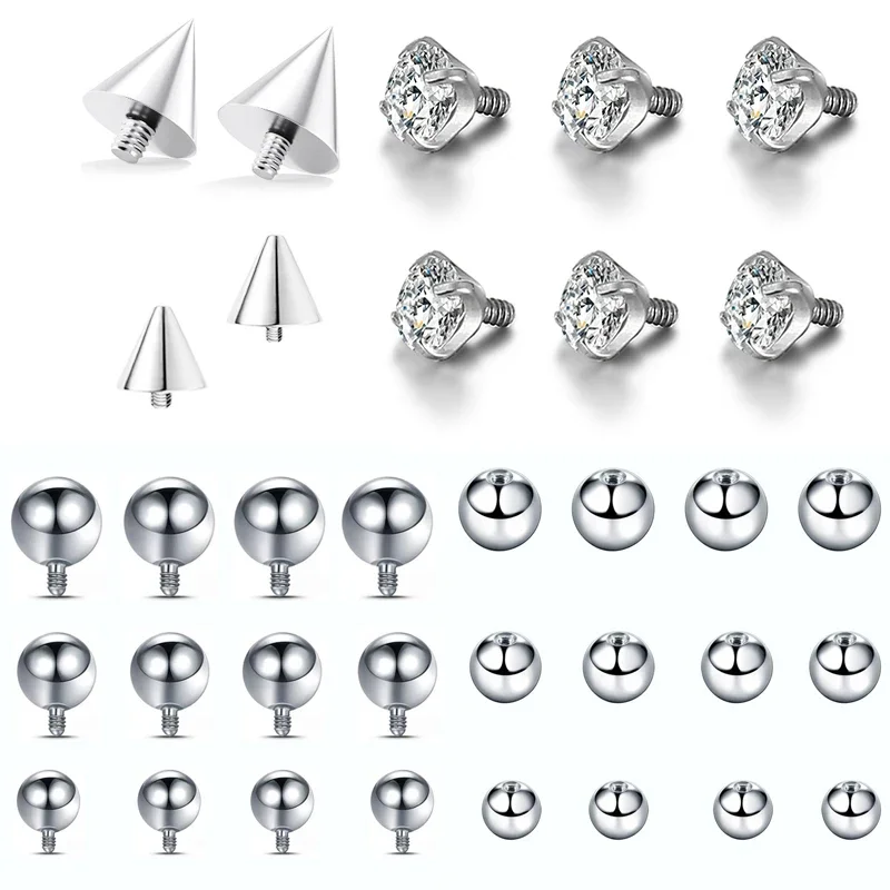 1PCS F136 Titanium Conical Piercing Labret 3-5mm Round Polish Internal Helix Tongue Barbell Lip Ring Earring Jewelry Accessories
