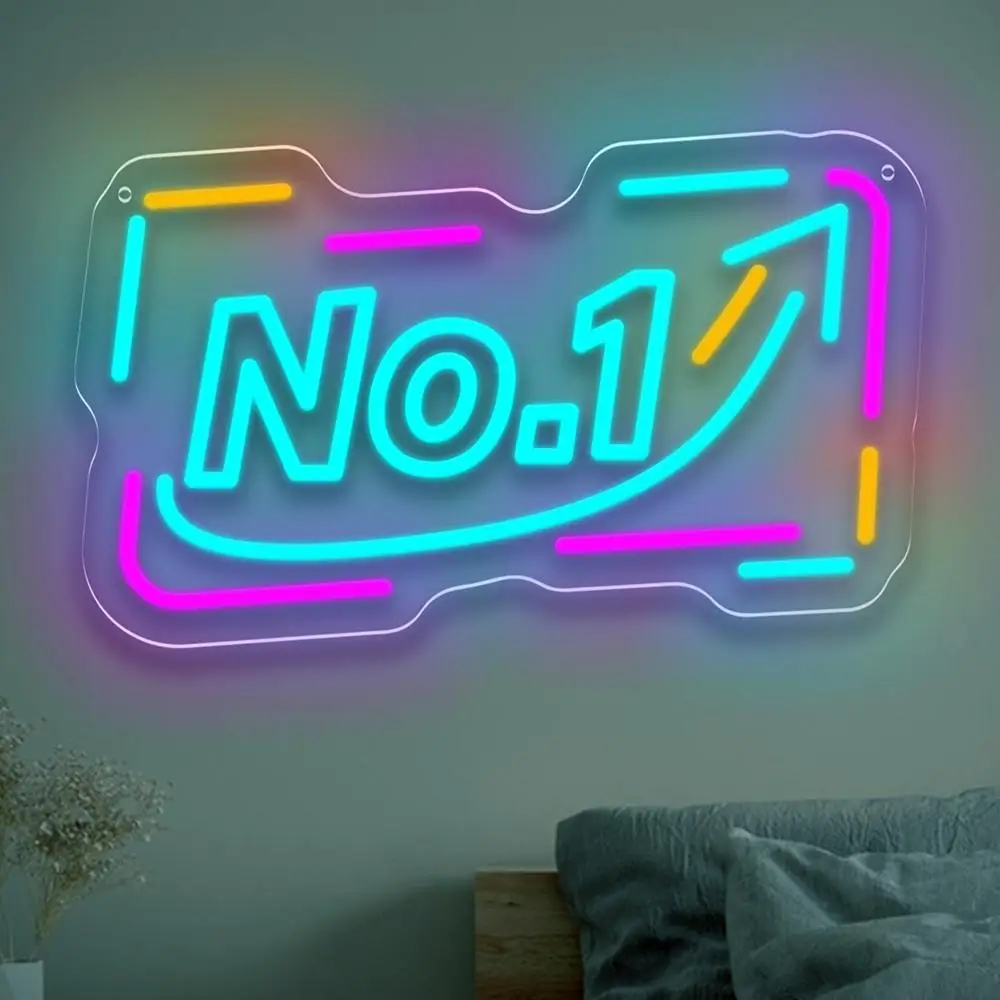 NO.1 Neon Sign Up Arrow LED Neon Light USB Powered Dimmable for Study Gaming Room Party Wall Decor Motivational Gift for Winners