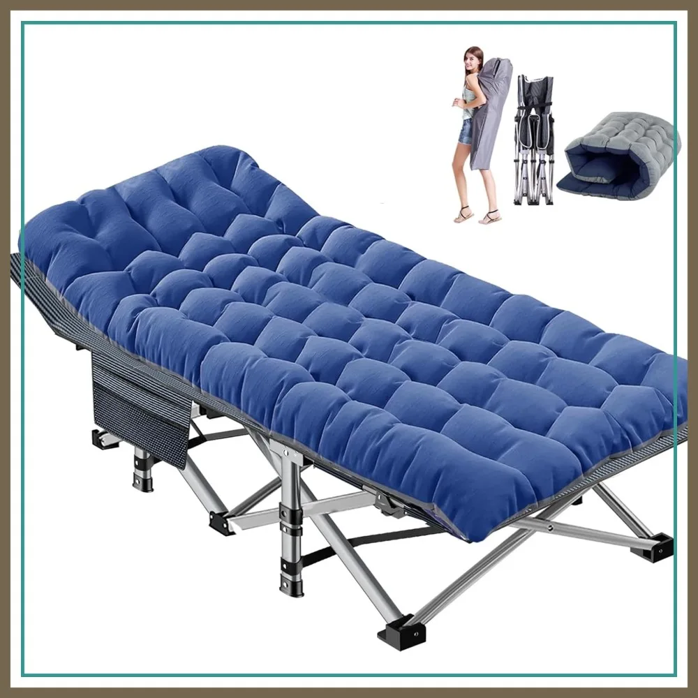 

Heavy Duty Folding Camping Cot for Adults, 78x32x18 Inch Outdoor Sleeping Cot with Mattress, Carry Bag Included