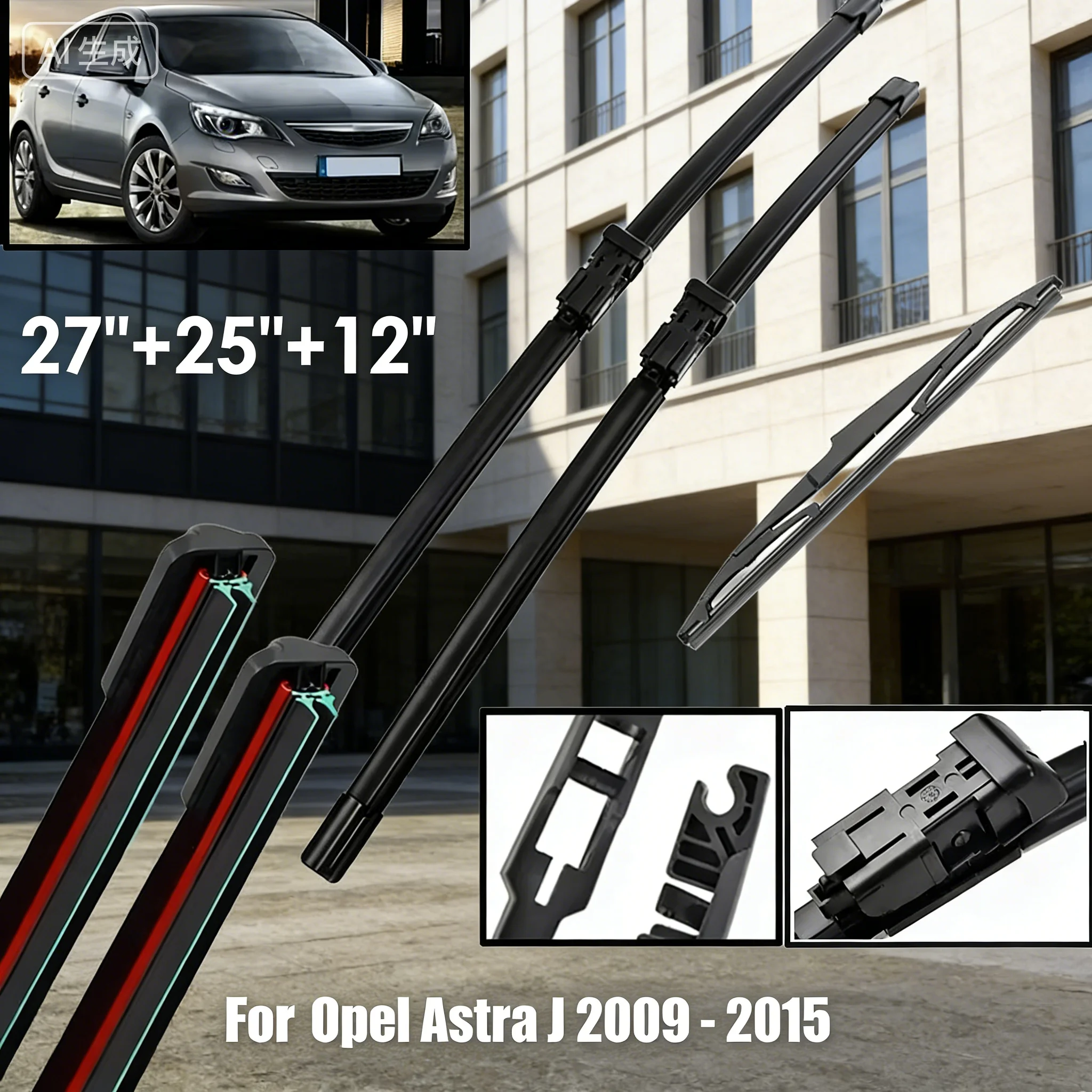 

Wiper Front & Rear Wiper Blades Set For Opel Astra J 2009-2015 Windshield Windscreen Window Rain Brushes replacement three rubbe