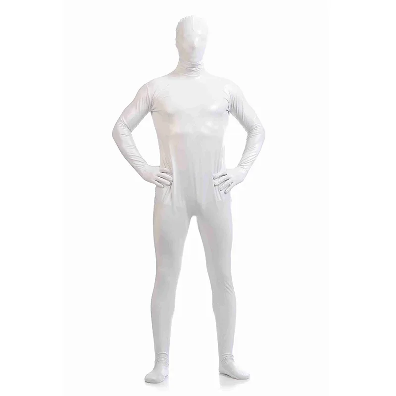 ผู้ชาย Latex Zentai ชุดเต็มบอดี้สูท Catsuit สีทึบแน่น Jumpsuit เครื่องแต่งกายสําหรับคอสเพลย์ปาร์ตี้ฮาโลวีน