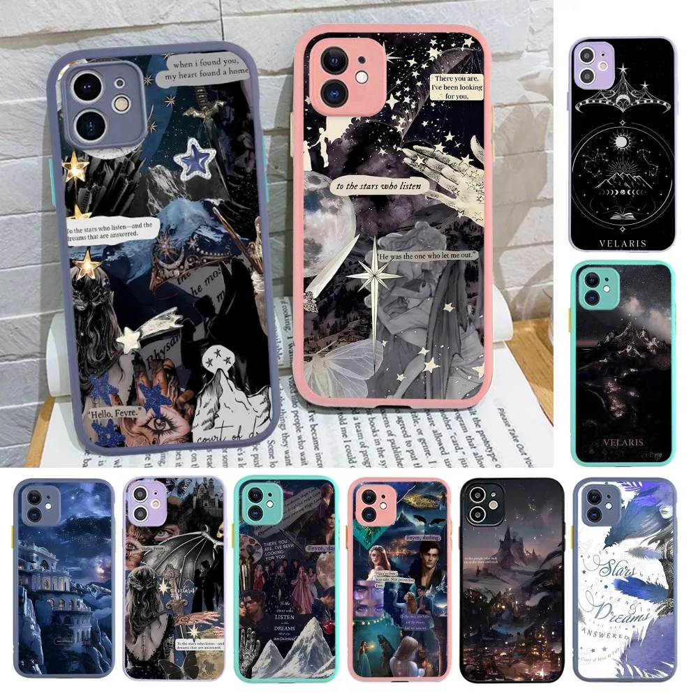 

Acotar A Court of Mist and Fury Phone Case for iPhone 14 11 12 13 Mini Pro Max 8 7 Plus X XR XS MAX Translucent Matte Cover