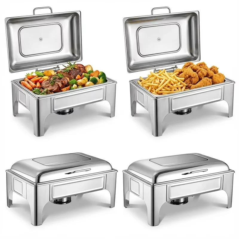 

Hotel Supplies 9L Stainless Steel Rectangle Insulation Pot Buffet Set Hot Pot Food Insulator Restaurant Equipment