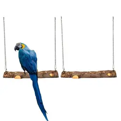 Canaries Cockatoo Natural Handmade Wooden Cage Hanging Perch Bird Swing Hammock Parrot Toys