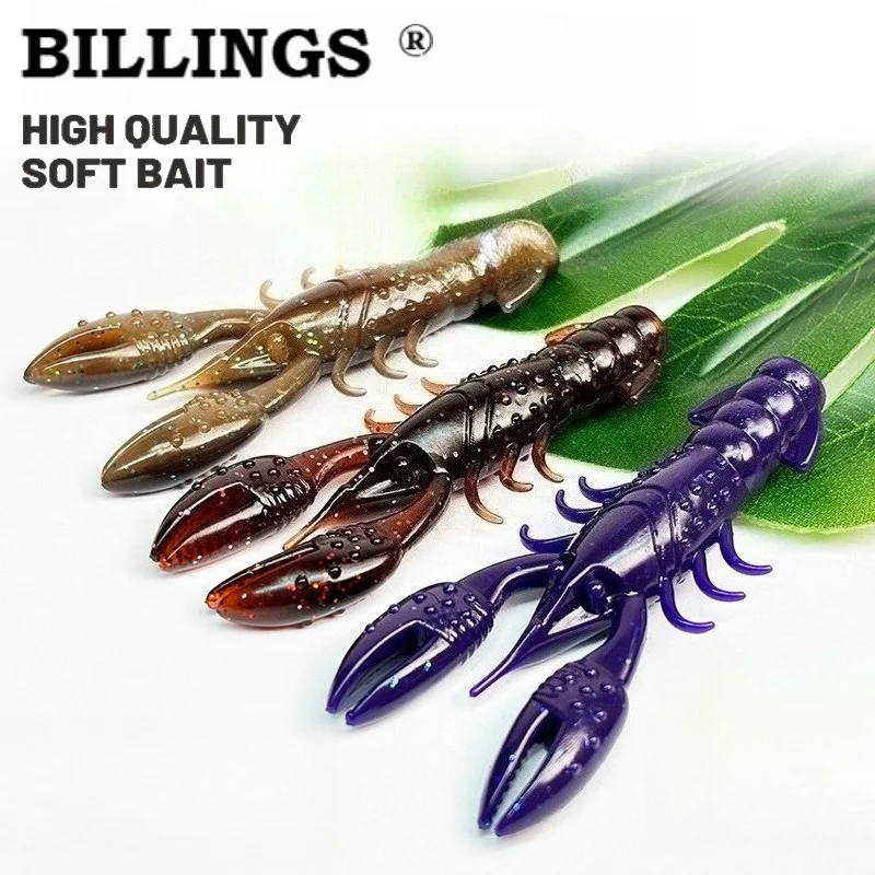 BILLINGS 10-teiliges Set schwimmender großer künstlicher Weichköder im Hummer-Stil, Ned-Haken, umgekehrte Montage, praktische Angelausrüstung