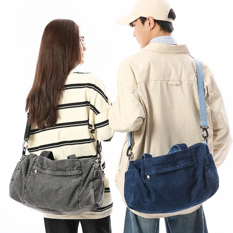 

Unisex Vintage Washed Denim Crossbody Bag Minimalist Style Travel Shoulder Handbag for Daily Outings Commutes And Short Trips