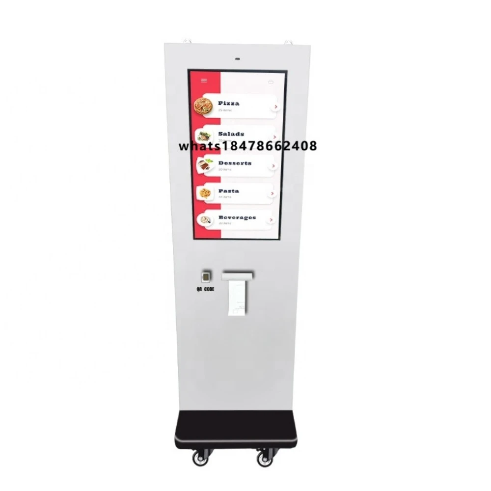32 Inch Floor Standing Self-Ordering Kiosk with Printer & QR Code Scanner, Touchscreen Food Ordering Machine for Restaurant