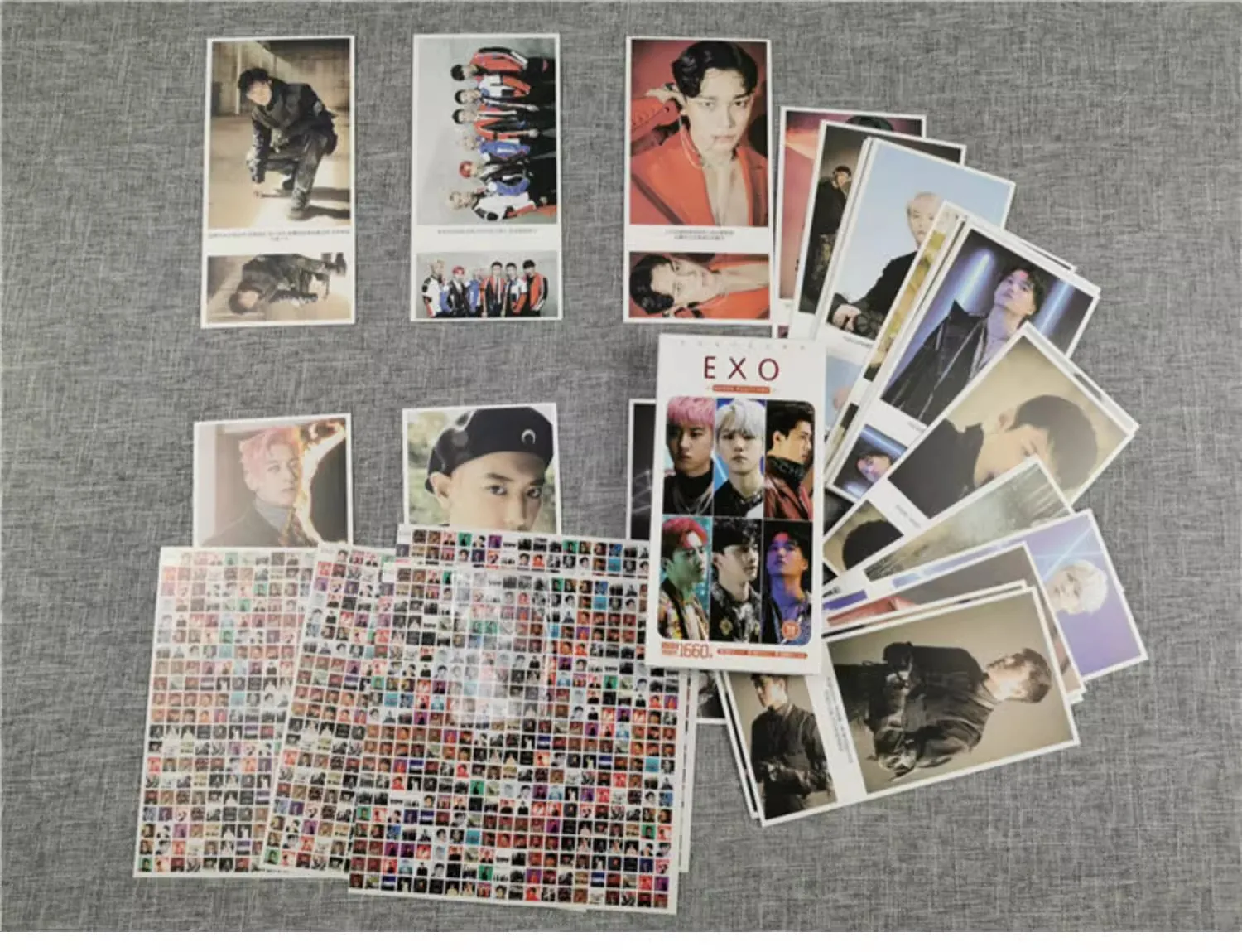 إكسو الصين المغني الذكور صورة مجموعة ملصق الصورة ، مجموعة صندوق بطاقة بريدية ، اكسسوارات المحمول ، ملصقات الديكور ، 2 صناديق