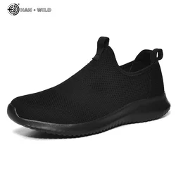 Sapatilhas leves para homens, sapatos de meias para caminhar, sapatilhas de malha plana, tênis casual, tamanho grande