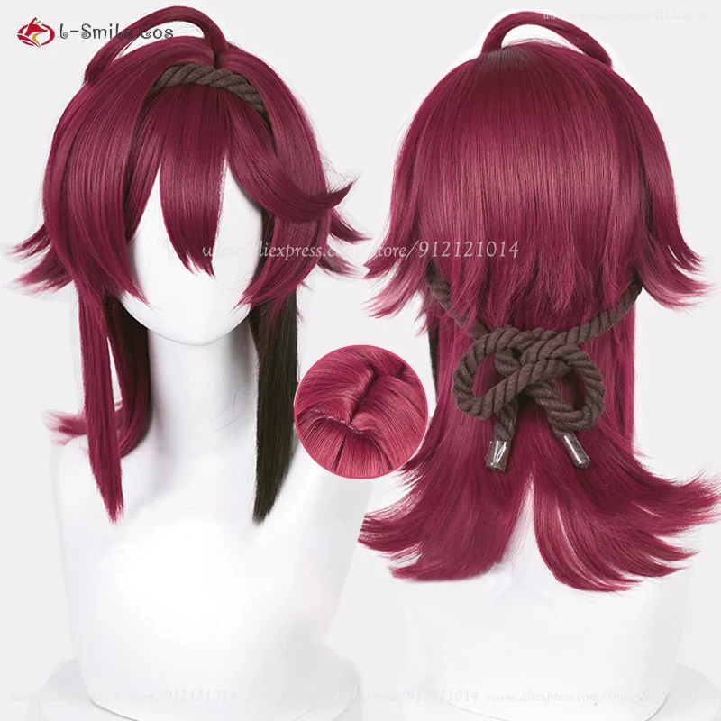 Shkanoin Heizou Long Cosplay Peruca, Gradiente Sintético Cabelo, Resistente ao Calor, Perucas de Festa, Boné, Jogo, Cosplay, 55cm