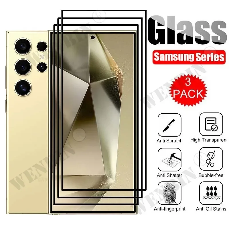 

3 Pcs Tempered Glass For Samsung Galaxy S26 S25 S24 S23 S22 Ultra Plus FE A57 A56 A36 A17 Screen Protector Full Protective Glass