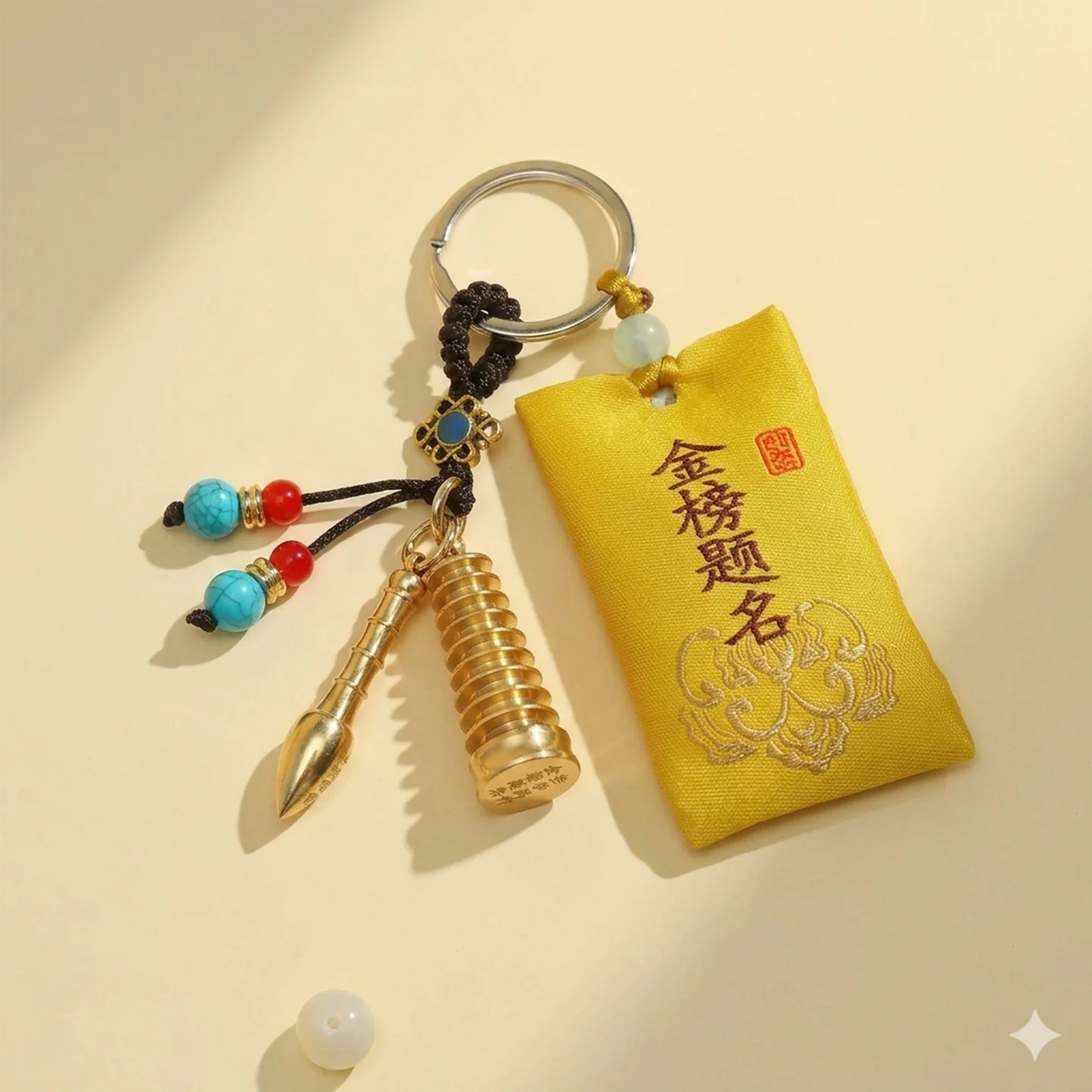 Keychain With Brass Wenchang Tower Pen Chinese Style Dragon Boat Sachet Pendant 2026 Graduation Gift For Exam Success Bag Car