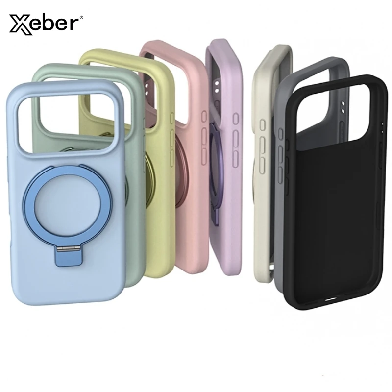 

Магнитный силиконовый чехол-подставка Liduid для iPhone 17, 16, 15, 14, 13, 12, Pro Max Plus, защитный чехол с кольцом Magsafe, мягкий чехол