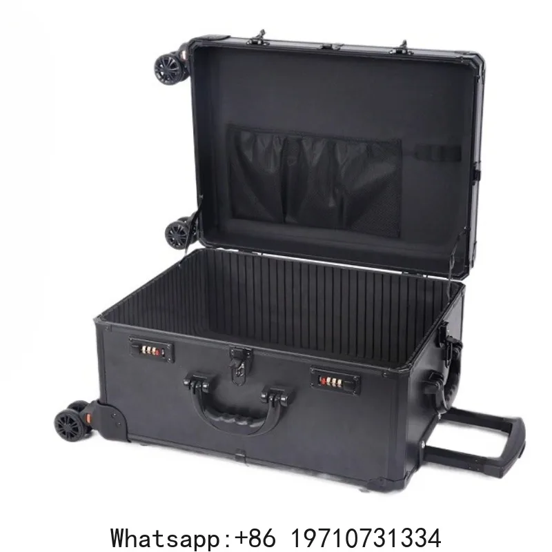 Aluminum Alloy Frame Rolling Luggage Universal Wheel Shockproof Portable Multifunctional Tool Storage Case Safety Protection Box