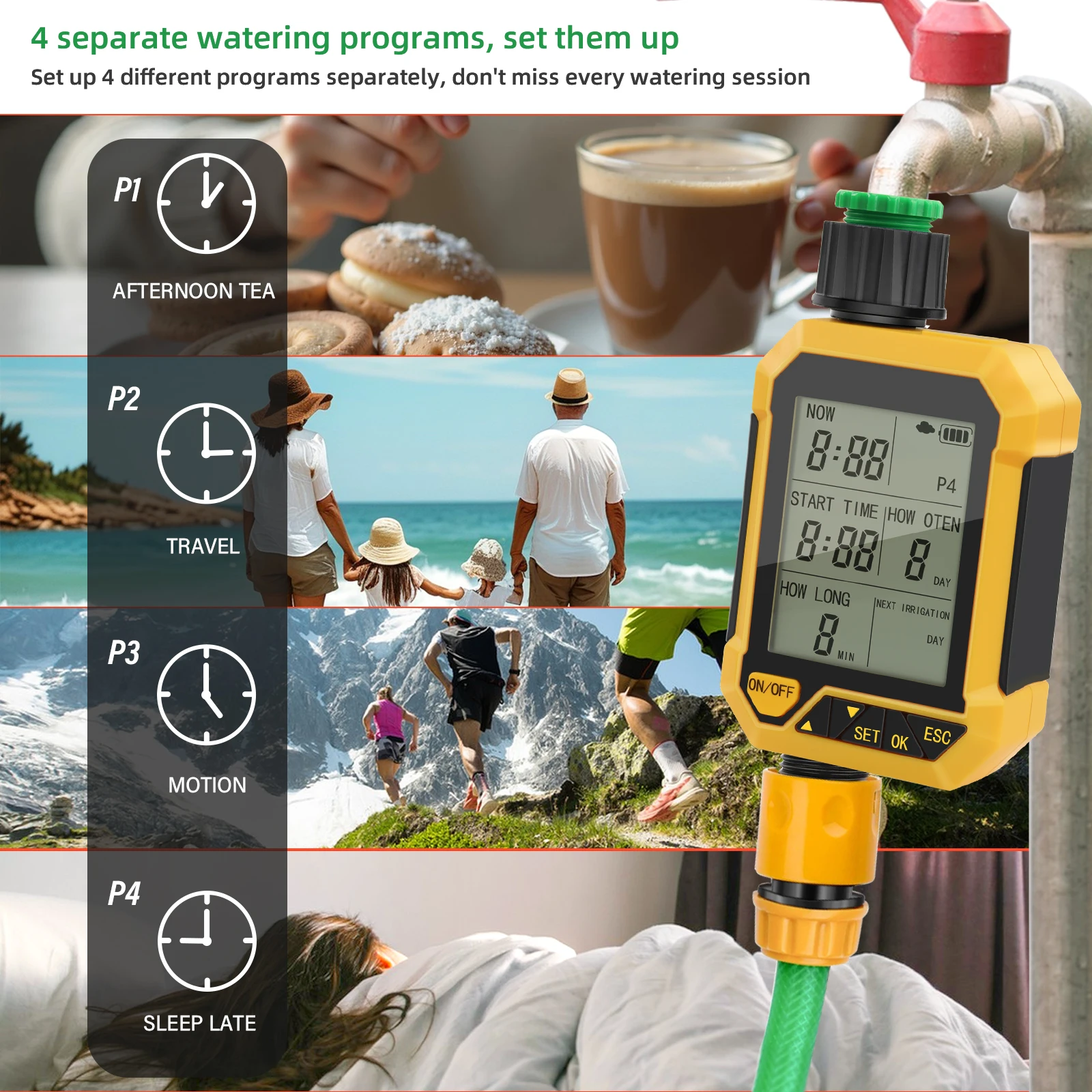 YIERYI Water Timer Irrigation Controller Smart Garden Sprinkler System Digital Hose Timer Waterproof Auto Drip Irrigation Timer