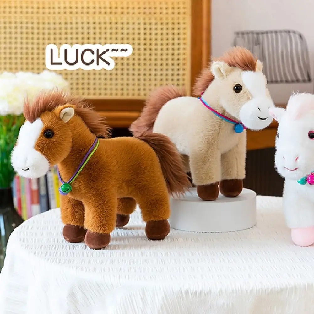 

Good Luck Creative Horse Mascot Cute Cartoon Steed Fluffy with Bell Horse Pillow Birthday Gift