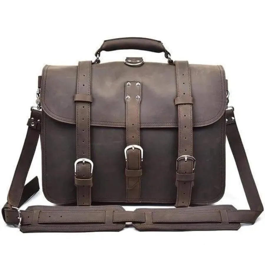 Large Capacity Vintage Leather Messenger Bag Gusvat