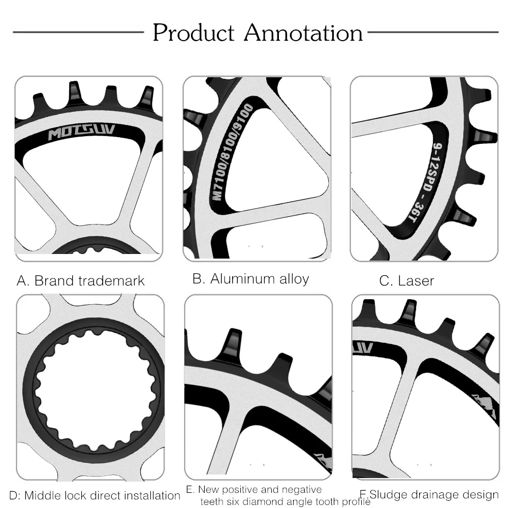 VXM MTB Parts of Bicycles 12 Speed Narrow Wide Chain Wheel, Direct Mounting Crank Setbike for Shimano M6100/M7100/M8100/M9100